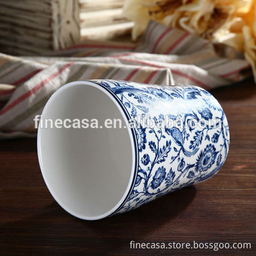 Elegant Fine New Bone China Blue Ceramic Pen Holder of Blue Dream Made in China